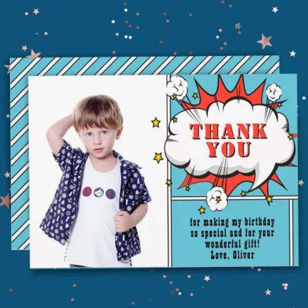 Custom superhero thank you cards