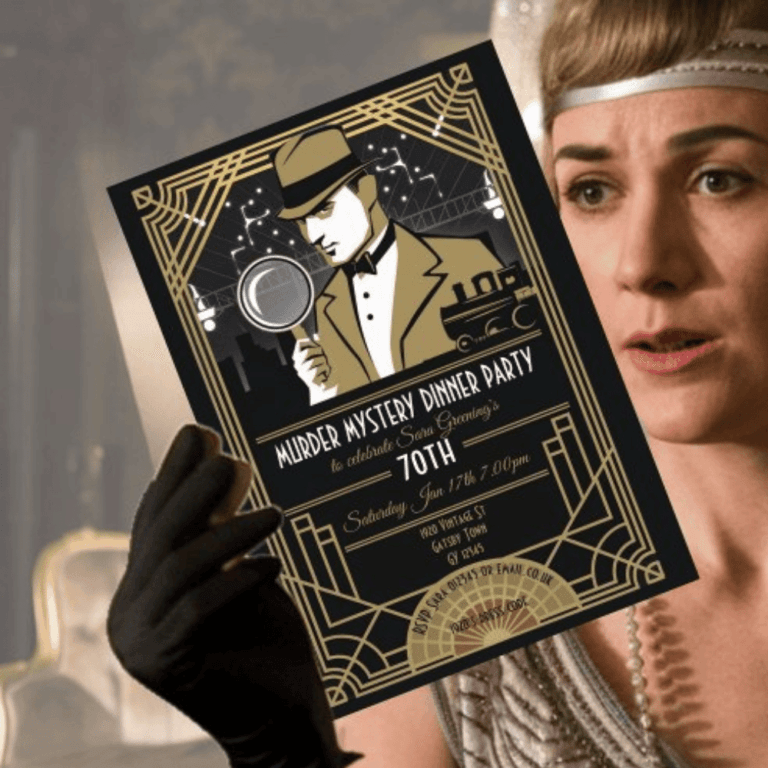 Invitation for a murder mystery dinner party 1920s style