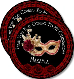 Red & Black Maquerade Party Favor Sticker