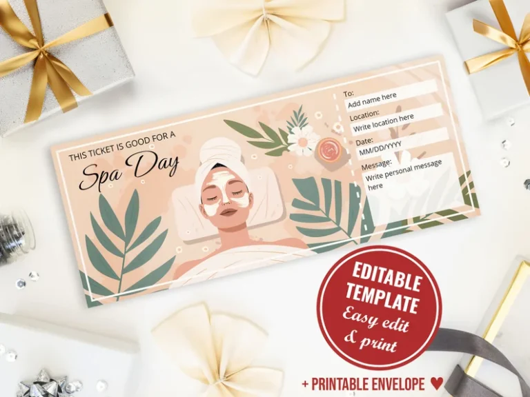 Editable Spa Gift Certificate Template for your Mom