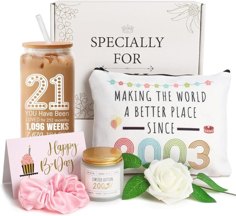 21st Birthday Gifts for Her, 21st Birthday Gifts for Women, Happy 21 Year Old Gifts for Her, 21st Birthday Baskets for Daughter Sister Friend, Unique Gifts for 21st Birthday Female Born in 2003