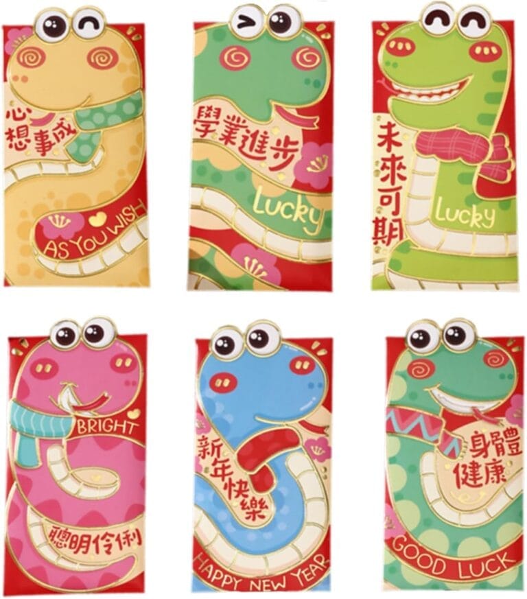 12 Pcs Traditional Chinese New Year Red Envelopes 2025 Year of The Snake Chinese Lucky Money Pockets Hong Bao Party Supplies for Spring Festival Wedding Birthday Chinese Lunar Year Party Decorations