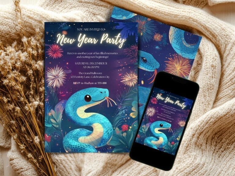 Snake Year 2025 New Year Invitation Customizable
