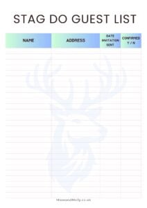 Printable Guest list for a stag do