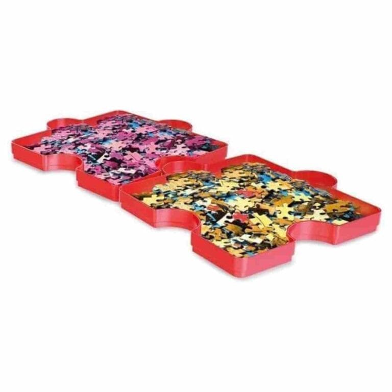 Jigsaw puzzle piece sorter in shape of jigsaw puzzle piece