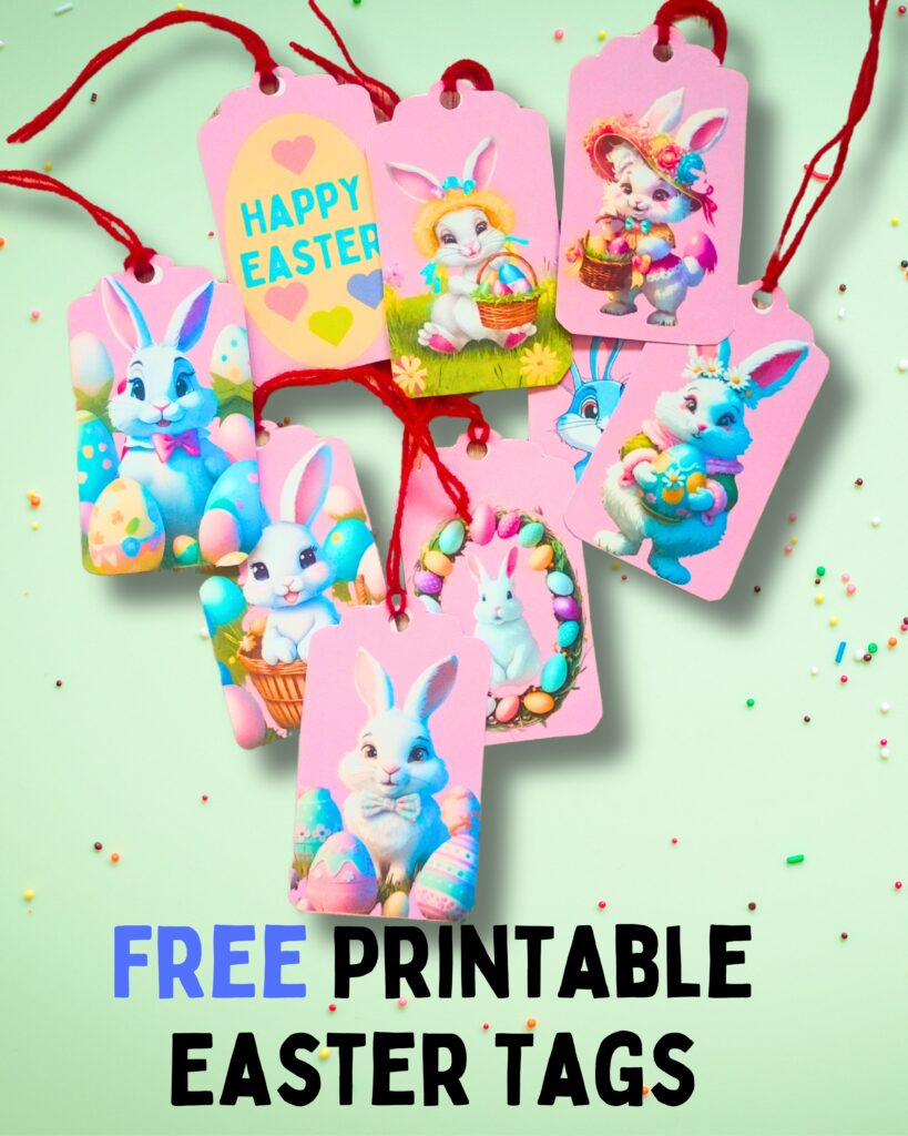 A set of Easter Gift tags with cartoon bunnies