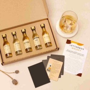 a set of miniture whiskey bottles