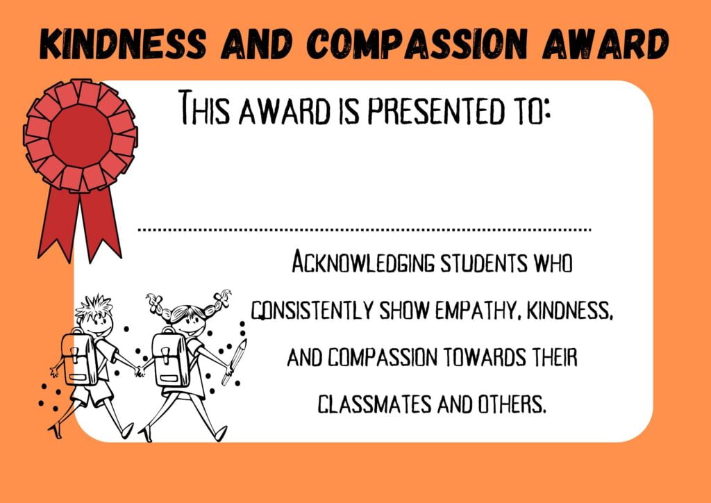 Kindness and Compassion Award school cert