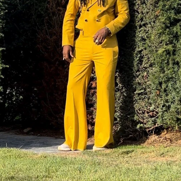 bright yellow man's flared trousers
