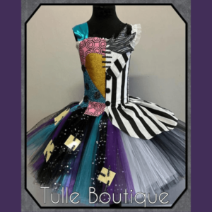 Girls Nightmare before Christmas Jack skeleton and Sally half and half glitter tutu dress