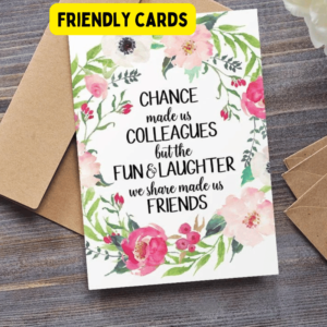 leaving card with th eimage of flowers around some words