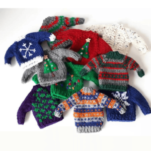 tiny knitted Christmas jumpers tree decorations