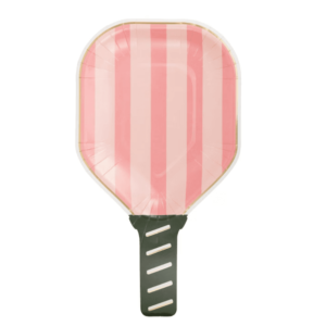 Paper plate in shape of pickleball bat