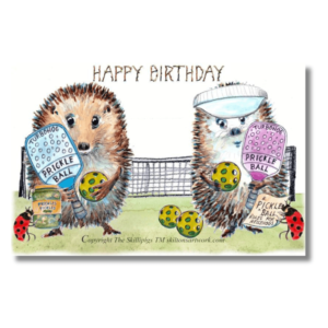 2 Hedgehogs playing pickleball