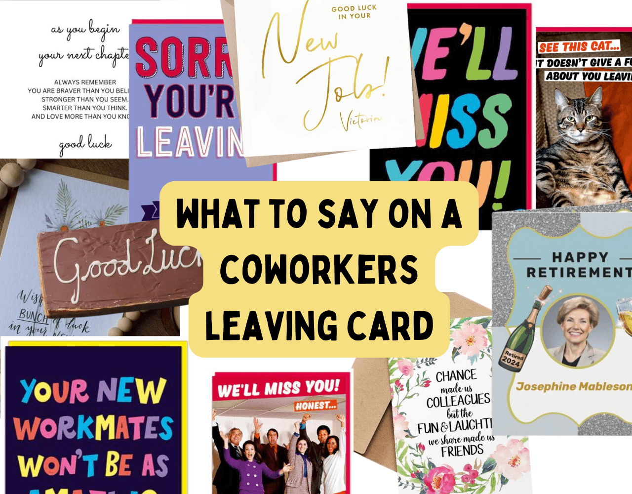 A selection of leaving cards for co-workers