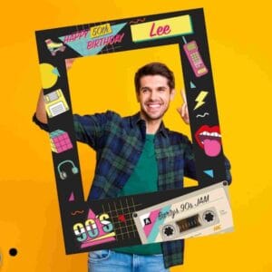 90's Theme Photo Booth Frame: Custom Party Selfie Prop
