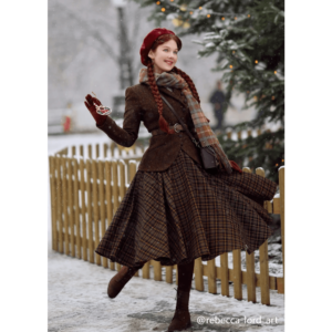 Wool skirt, Midi plaid wool skirt