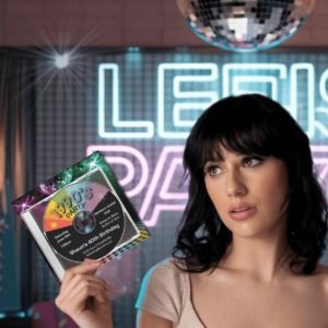 An invitation in the shape of a CD case