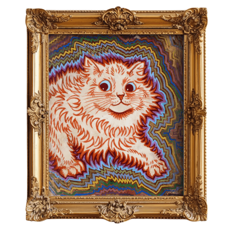 Louis Wain Psychedelic Cat Art Print