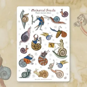 Sticker sheet - MEDIEVAL SNAILS - Funny whimsical historical stickers for journaling