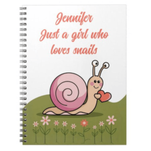 Personalised snail notebook