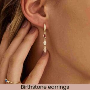 Custom Leaf Birthstone Earrings 21st gift