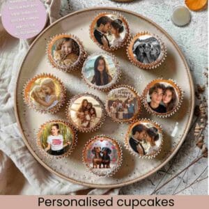 24 x Personalised Photograph Circle Cup Cake Toppers Edible Wafer Rice Paper