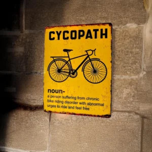 Vintage Style Cycling Sign - Unique Metal Plaque for Garage Decor Cyclist Gift -Cycopath Sign