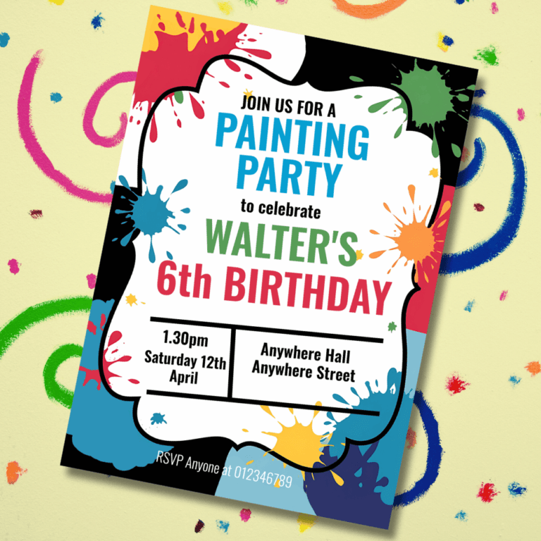 Abstract art kids painting party invitation