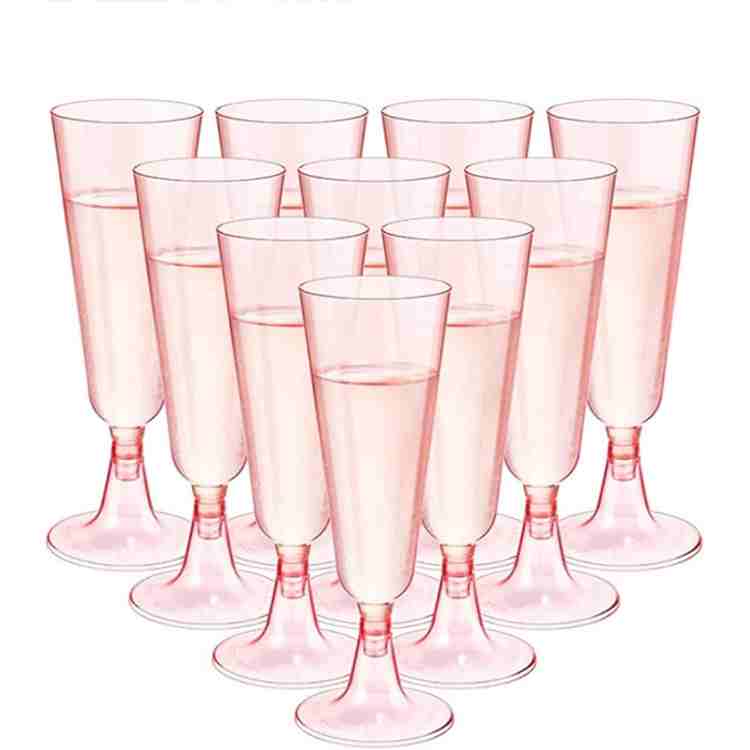 TSLBW 20 Pcs Clear Champagne Flutes 5 OZ Plastic Glitter Champagne