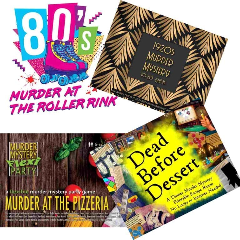 selection of digital download murder mystery parties