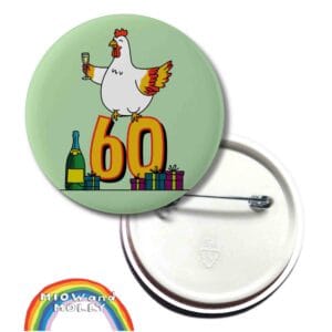 60th badge with a chicken