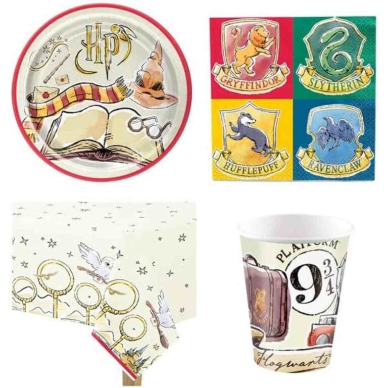 Harry potter themed cups, plates, napkins and cups