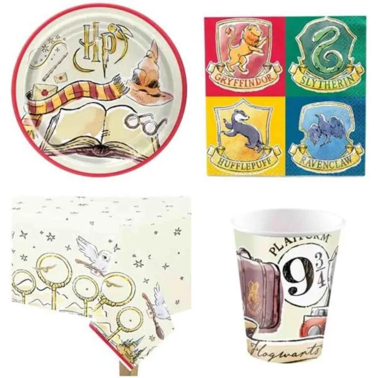 Harry potter themed cups, plates, napkins and cups
