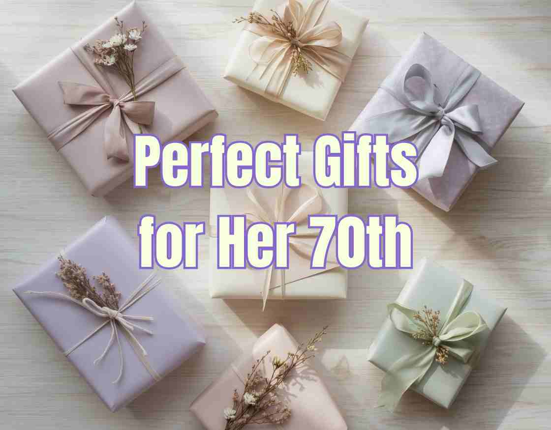 a section of hand picked gifts suitable for a womans 70th birthday