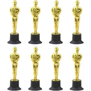 8pcs Gold Award Trophies Small Plastic Golden Man Style Trophy for Party Celebrations Award Ceremony