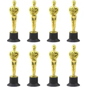 8pcs Gold Award Trophies Small Plastic Golden Man Style Trophy for Party Celebrations Award Ceremony