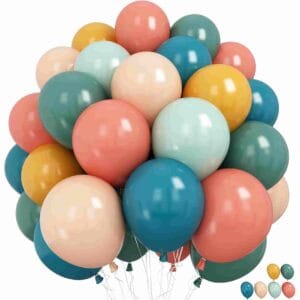 set of rainbow balloons, in a retro style for a baby shower