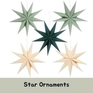 5 PCS Sage Green Paper Star Beige Lanterns