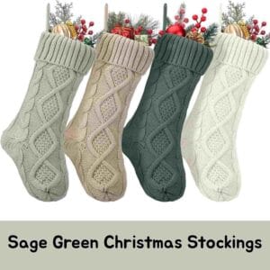 4 Pcs Sage Green Christmas Stockings 18" Large Knitted Christmas Stockings