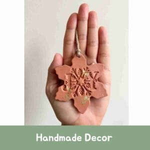 Terracotta & Gold Leaf ‘Joy’ Christmas Snowflake