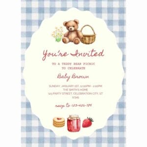 teddy bears picnic party invitations for a baby shower