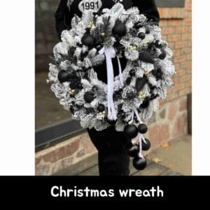 Black and White Christmas Wreath, Elegant Holiday Door Decor,