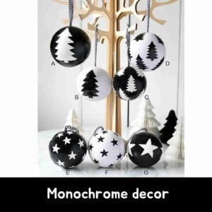 Set of Black and White Christmas baubles